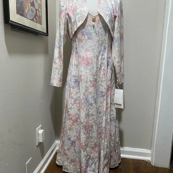 Scott McClintock Size 14 Pastel 2-Piece Floral Ensemble Full Length Formal Dress